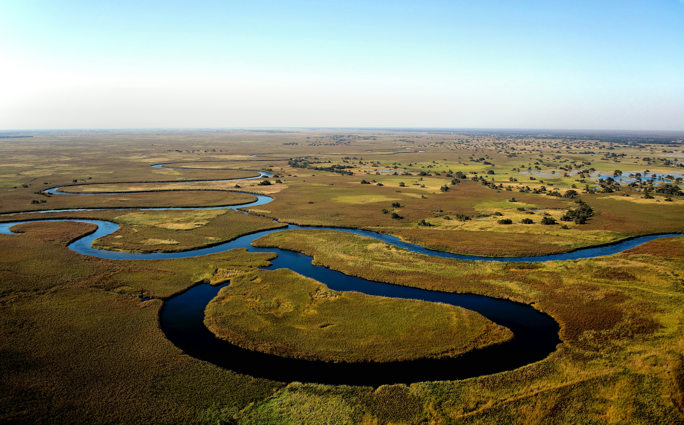 A winding river through a southern African wetland